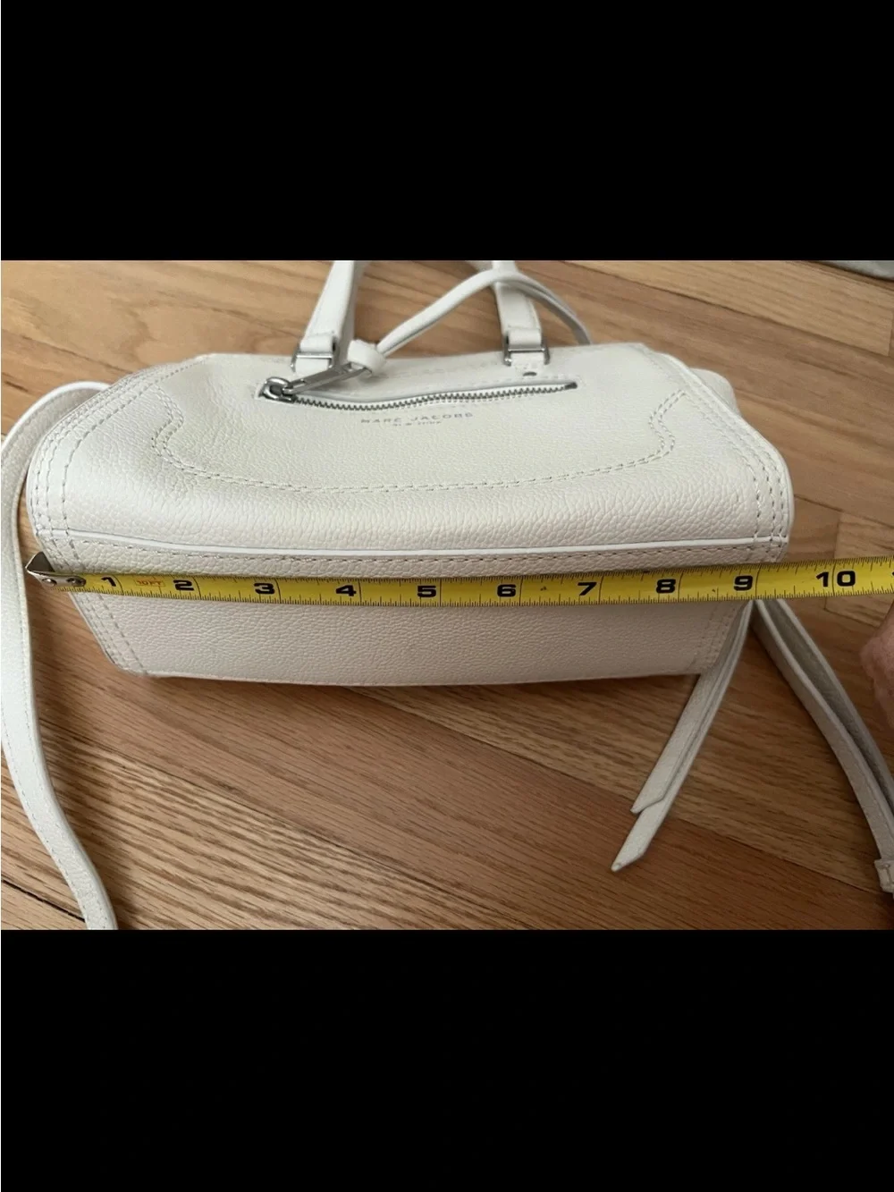 Marc Jacobs cruiser white Leather bag handbag silver zipper $495 small size